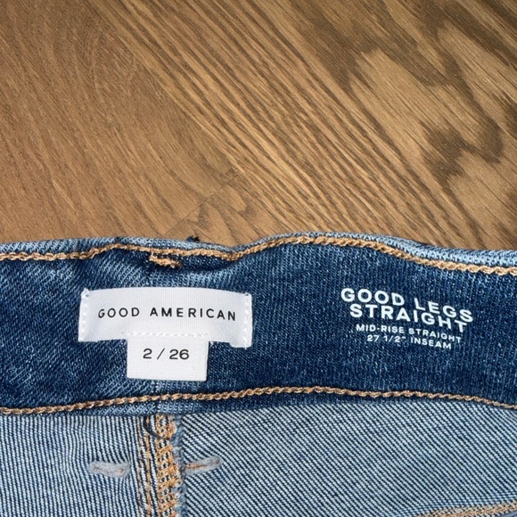 Good American Good Legs Straight Mid-Rise Jeans 27 1/2” inseam - Picture 5 of 6